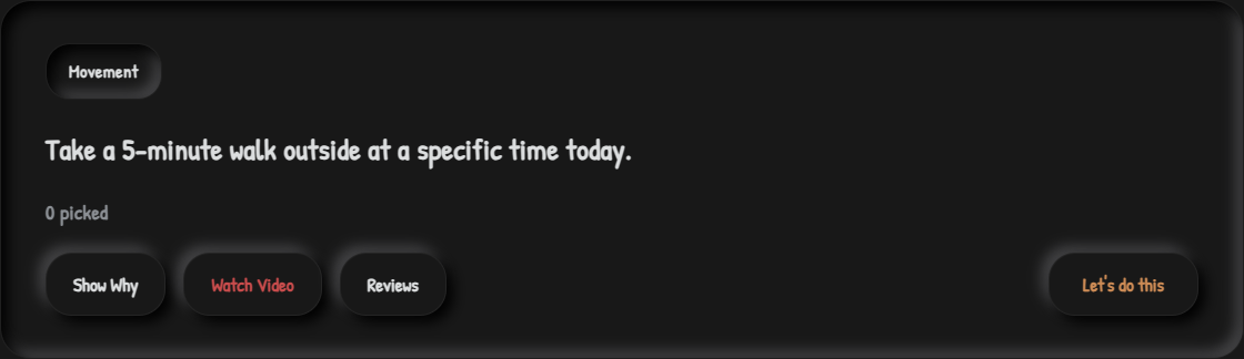 Action example: Take five outside