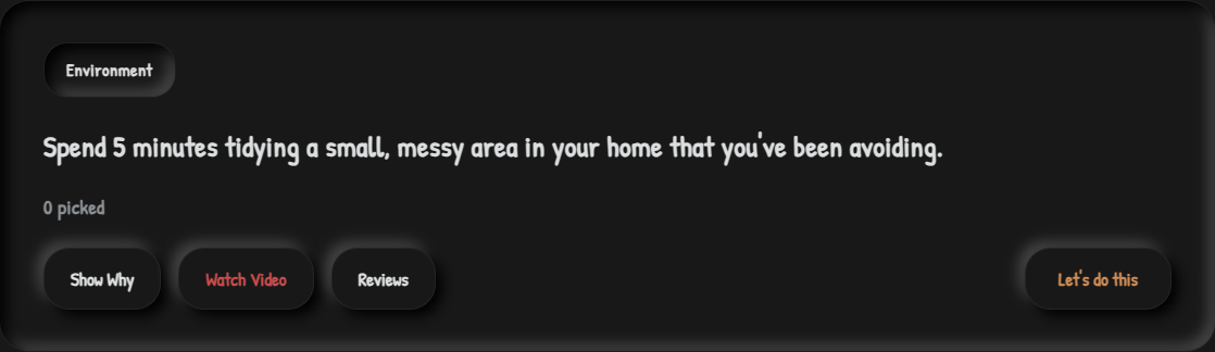 Action example: Tidy one small area